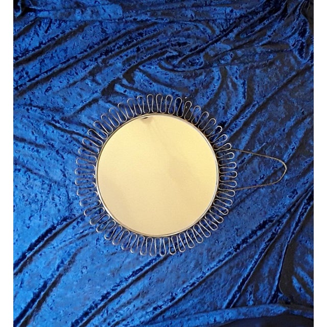 1970s Vintage Round Sun Mirror with Brass Coloured Frame, 1970s For Sale - Image 5 of 6