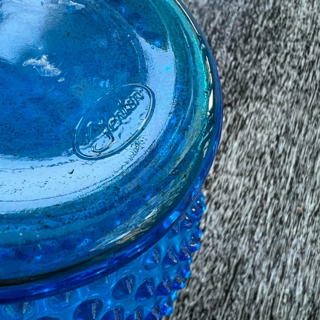 Vintage Fenton Colonial Blue Hobnail Vase Ruffled Glass Vase – Mid-Century Collectible For Sale In San Francisco - Image 6 of 8