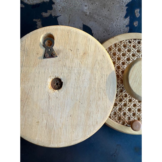 Coat Wall Hooks in Wood and Woven Cane, 1960s, Set of 2 For Sale - Image 12 of 13