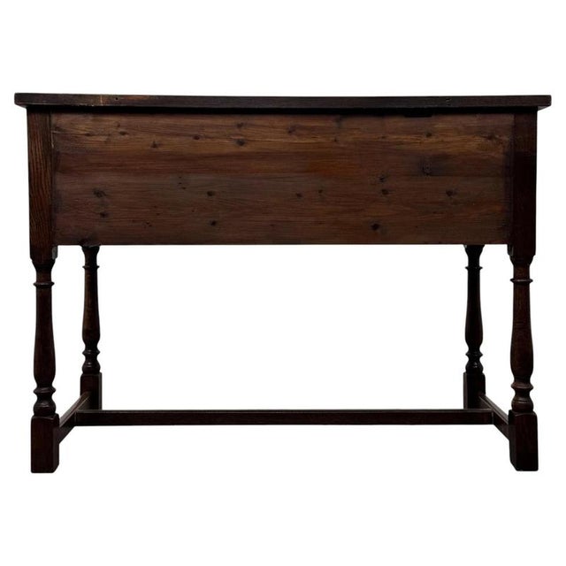 Early 20th Century Antique English Edwardian Oak Writing Desk For Sale - Image 10 of 13