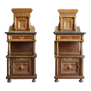 Antique Victorian Marble Top Nightstands