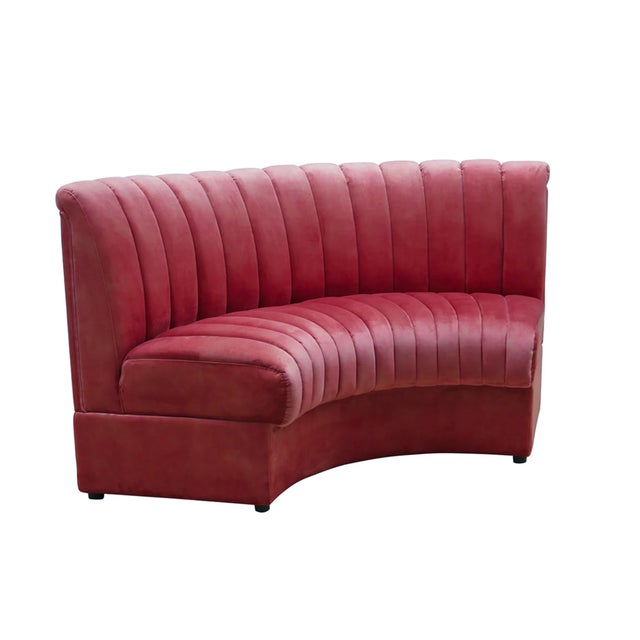 Contemporary Matthew Izzo Home Estelle Berry Velvet Curved Banquette Sofa For Sale - Image 3 of 5