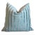 French Turquoise Velvet Striped Feather/Down Pillow 24” Square For Sale