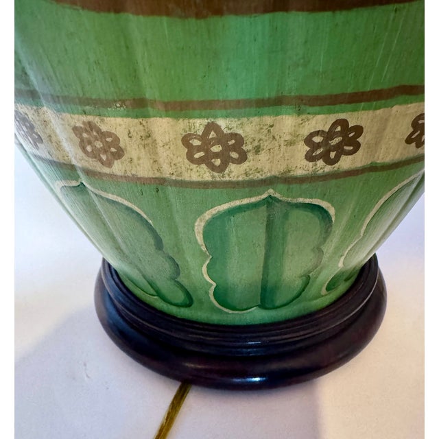 Ceramic Table Lamp, Pleated Silk Shade For Sale - Image 11 of 11