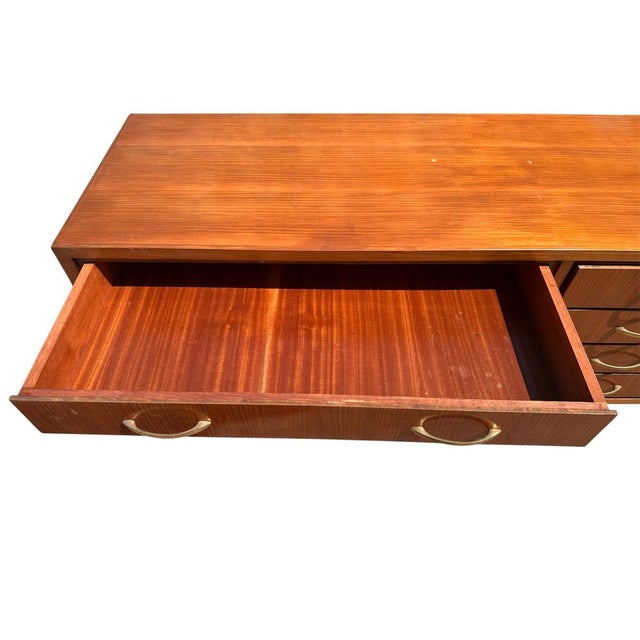 Brown Vintage Italian Wooden Chest of Drawers with Brass Handles, 1950s For Sale - Image 8 of 9