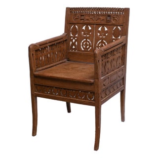 19th Century Carved Masonic Chair For Sale
