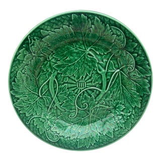 19th Century Green Majolica Leaves Plate Wedgwood For Sale
