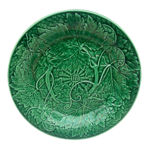 19th Century Green Majolica Leaves Plate Wedgwood