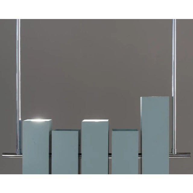 Metal Blue Lacquered Metal Prototype Chandelier from Lumi, 1970 For Sale - Image 7 of 10