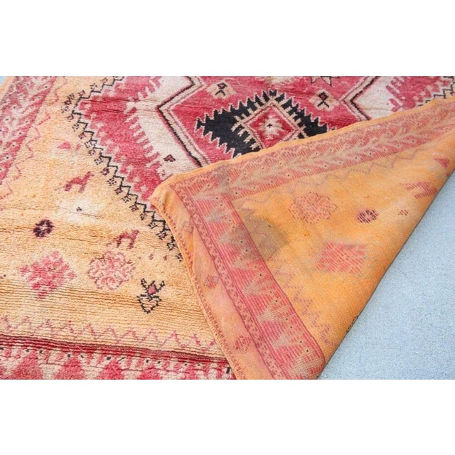 Textile Vintage Moroccan Berber Rug in Saffron, Coral and Black, 71 X 145 In, 1960s For Sale - Image 7 of 12