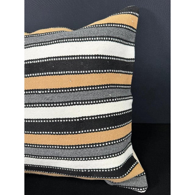 Contemporary Turkish Hemp Pillow Cushion Natural Beige Black Cushion Cover 20"x20" For Sale - Image 3 of 4