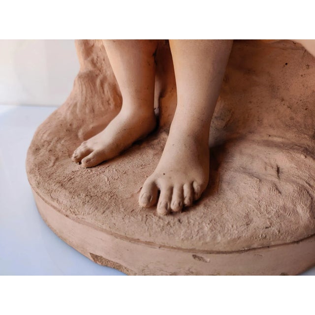 Antique Terracotta Girl with Mandolin Sculpture For Sale - Image 18 of 18