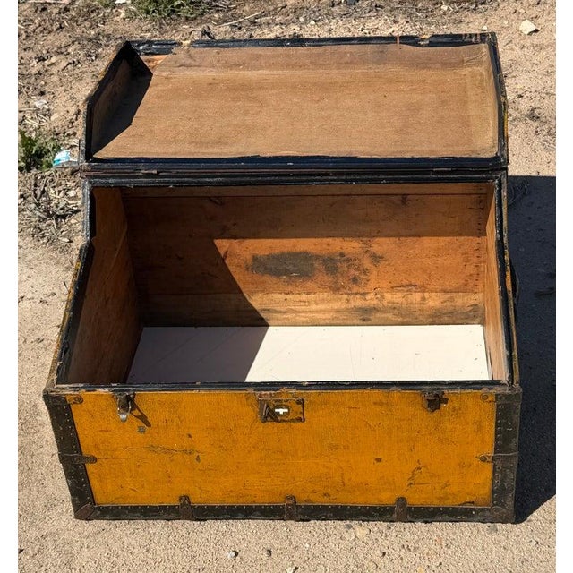19th Century 19th Century Canted Top Trunk in Mustard Paint For Sale - Image 5 of 11