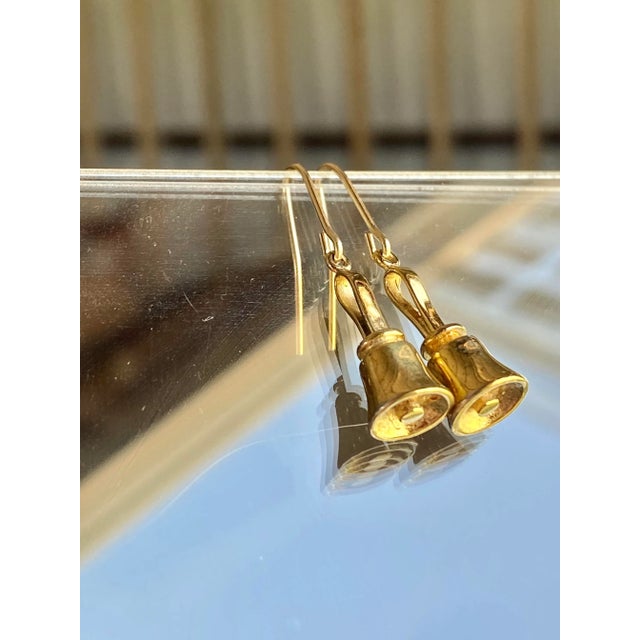 Gold Bell Earrings in Gold Washed Sterling Silver For Sale - Image 8 of 12