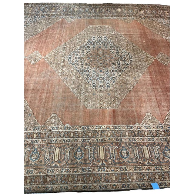 Palatial Antique Persian Hajijalili Tabriz Soft Aged Hues of Rust Rug 12 x 17 For Sale - Image 10 of 15