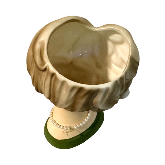 Mid-Century Modern Vintage 1960s Napcoware Lady Head Vase C7472 Green Dress - Complete Jewelry & Sticker For Sale - Image 3 of 4