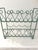 Pretty vintage ornate tabletop wine rack in Seafoam green. Holds four wine bottles.
