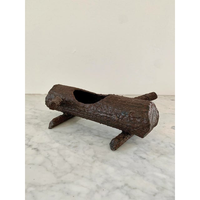 Mid-Century Cast Iron Faux Bois Log Planter For Sale - Image 4 of 14