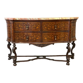Dutch Style Marble Top Marquetry Server For Sale