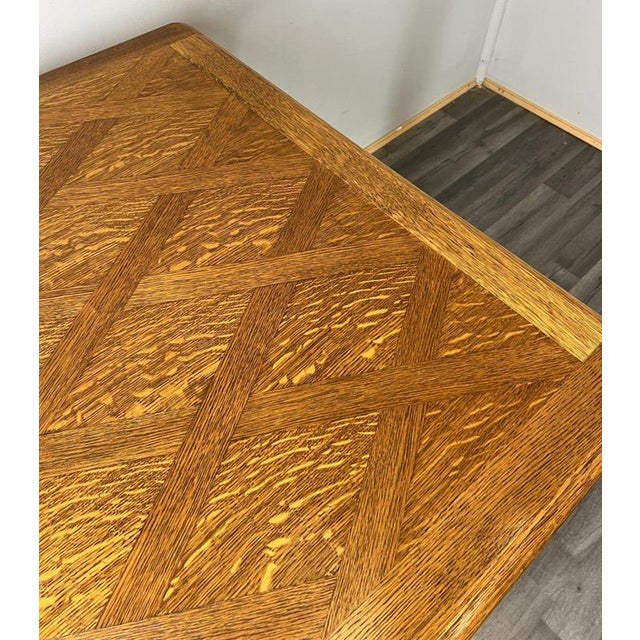 Vintage French Louis XVI Style Carved Oak Extendable Dining Table For Sale - Image 9 of 13