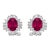 18k White Gold Oval Ruby Diamond Halo Earrings, 2.37 Ct Natural Rubies, A Pair For Sale