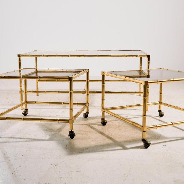 Vintage Brass Coffee Table, 1970s, Set of 3 For Sale - Image 3 of 16