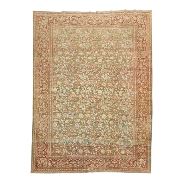 Elegant Antique Persian Room Size Tabriz Rug For Sale
