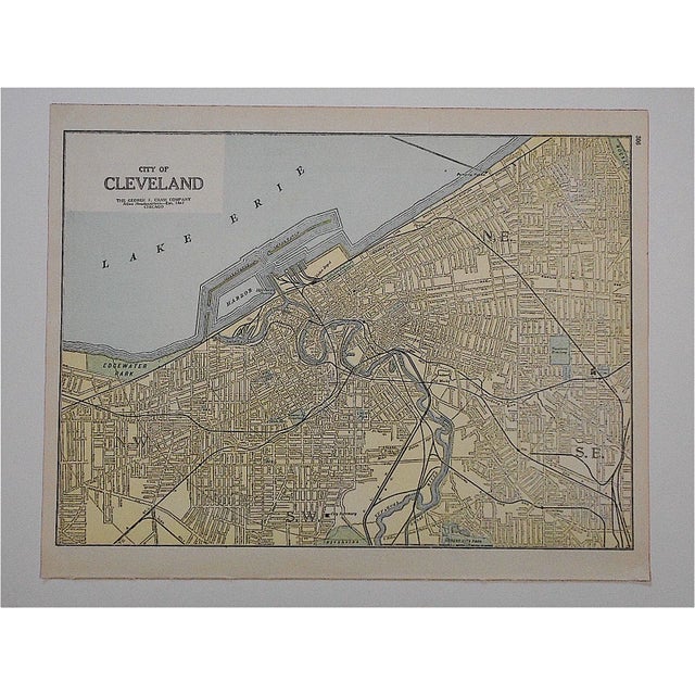 This late 19th century lithograph (offset) is one of a series depicting U.S. cities. A partial map is on the reverse....