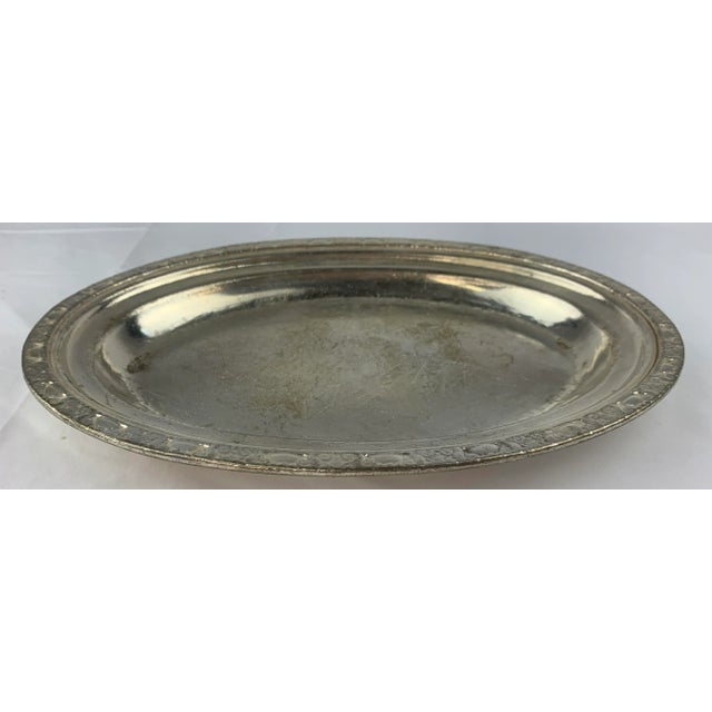 Vintage Waldorf Astoria Medium Hammered Silver Plate Serving Tray For Sale - Image 10 of 11