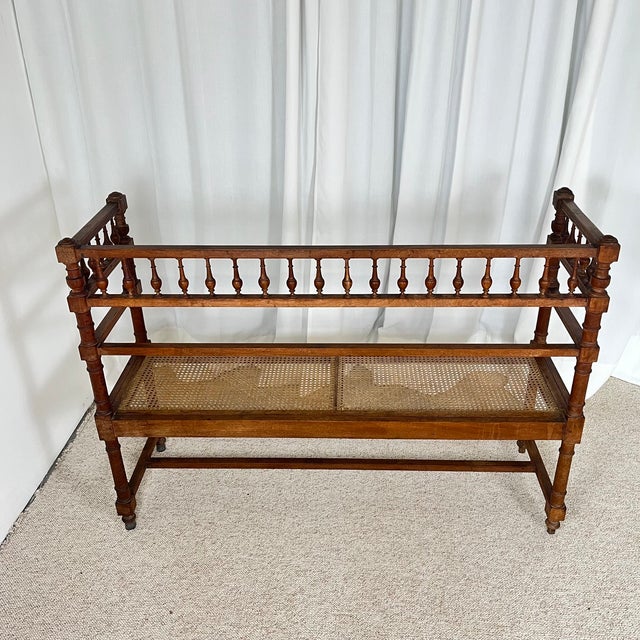 Antique Louis XIII Bench in Turned Wood and Cane, 1890s For Sale - Image 9 of 18