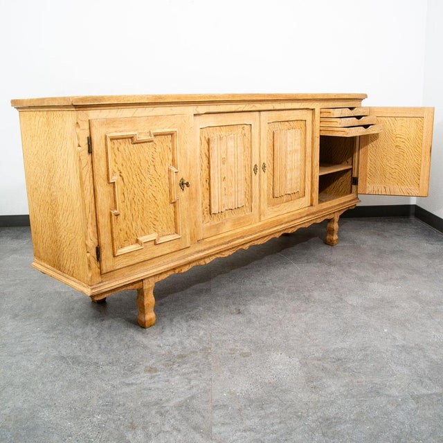 1960s Mid Century Danish Modern Cabinet Credenza 3 Drawer Henning Kjernulf White Oak, Attributed For Sale - Image 5 of 12