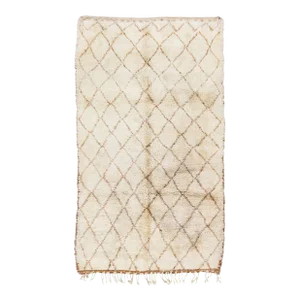 Beige Vintage Moroccan Handmade Tribal Wool Rug