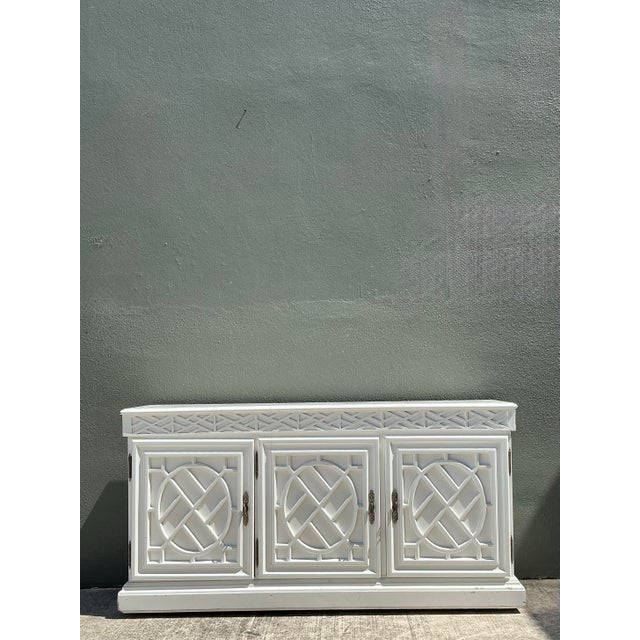 Wood Vintage Chinese Chippendale Fretwork Credenza For Sale - Image 7 of 12