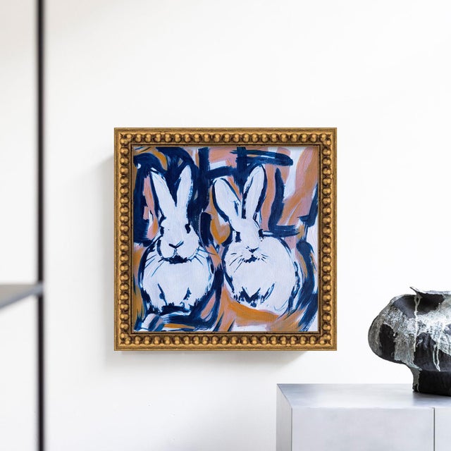 The playful rabbits, expressive brushstrokes, and vibrant green and blue tones make this piece perfect for eclectic,...