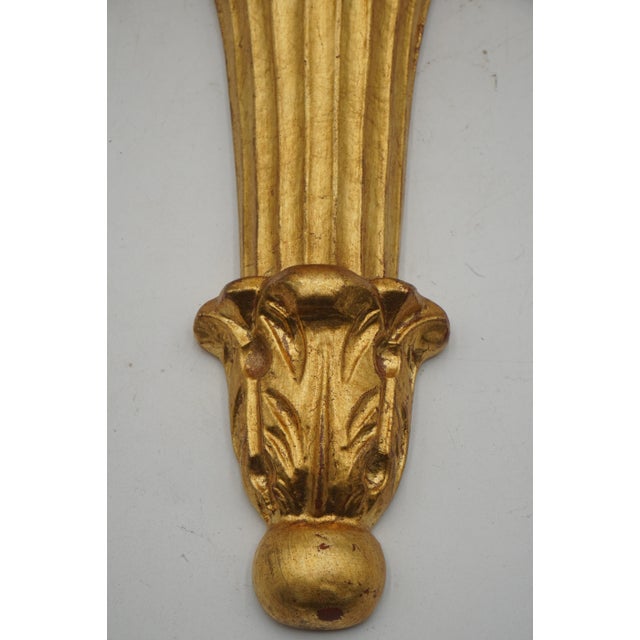 1970s Pair of Decorative Crafts Pair of Italian Gold Wall Sconce Shelves For Sale In Philadelphia - Image 6 of 8