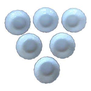 1980s Aynsley John England “Spring Crocus” Coupe Cereal Bowl -Set of 6, Glossy White, Crocus Design & Platinum Trim