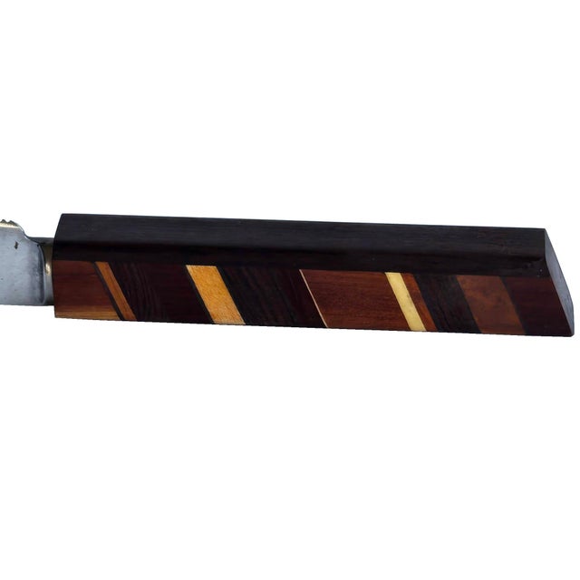 Contemporary Vintage Bread/Challah Knife With Inlaid Wood Handle For Sale - Image 3 of 11