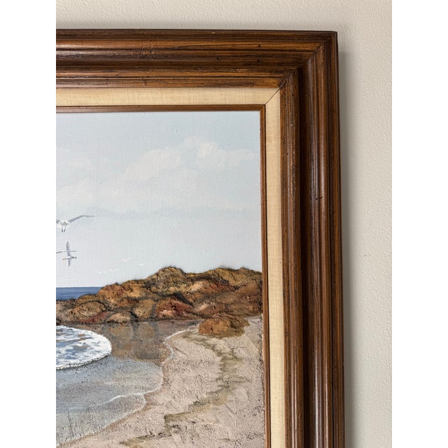 1970s 1970’s Gloria Pelkey Mixed Media Coastal Impressionist Landscape Oil Painting, Framed For Sale - Image 5 of 12