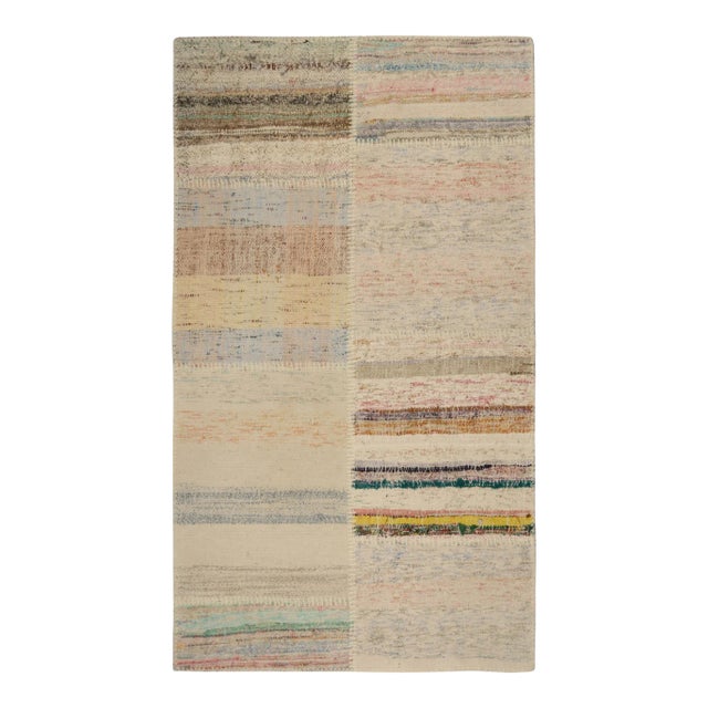 Rug & Kilim’s Patchwork Kilim Rug in Polychromatic Stripes For Sale