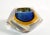 Multifaceted blue, yellow and clear Murano glass ashtray, glass bowl attributed to Flavio Poli by V.A.M. Vetri Molati...