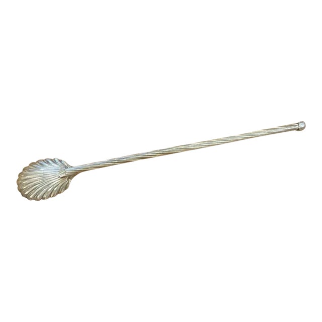 Antique Sterling Silver Iced Straw Spoons Shell Swirl For Sale