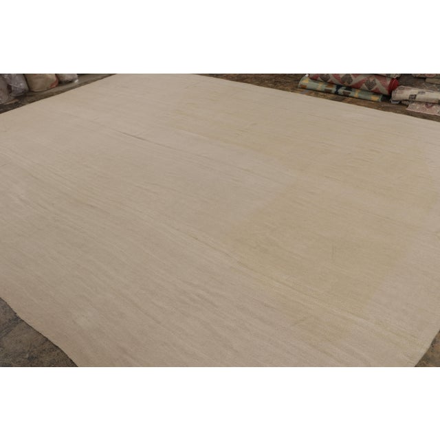 Traditional Antique Paneled Persian Kilim and Plain Rug With Beige Striae, From Rug & Kilim For Sale - Image 3 of 9