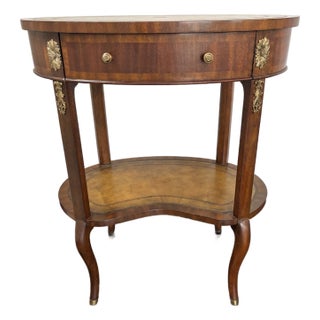 Maitland Smith Mahogany Leather Top Occasional Table Side Table For Sale