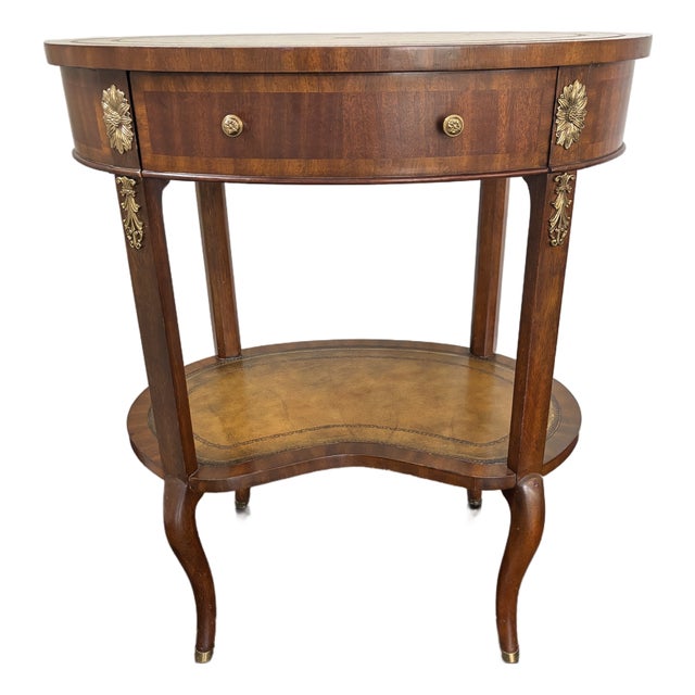 Maitland Smith Mahogany Leather Top Occasional Table Side Table For Sale