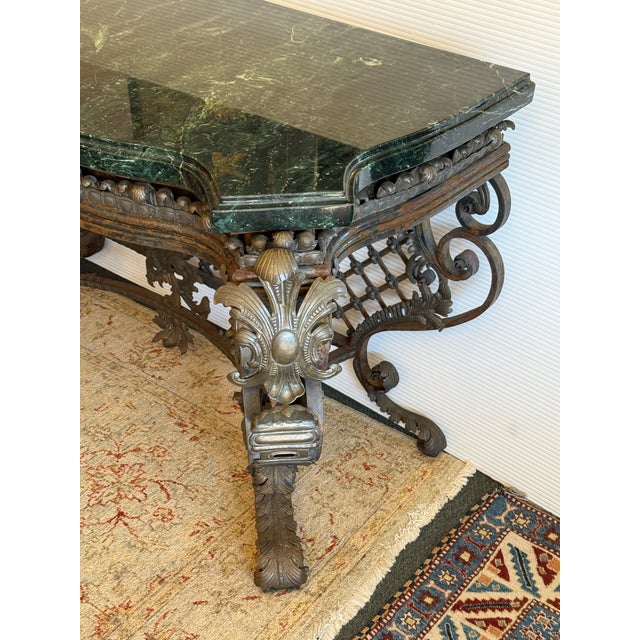 Louis XV Acanthus Leaf + Green Marble Console Table For Sale - Image 10 of 18