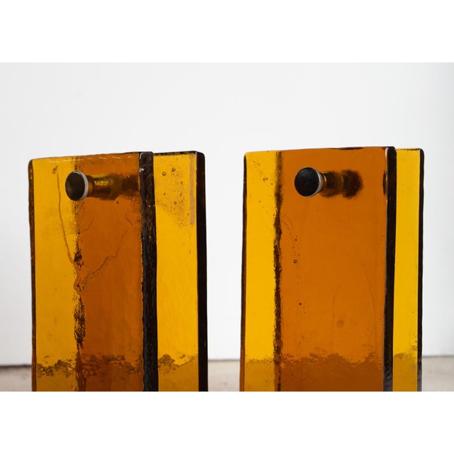 Vintage French Brutalist Amber Glass Push/Pull Door Handles, 1960s For Sale - Image 13 of 18