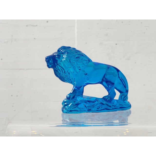 Blue Lead Crystal Lion by Princess House, 2015 For Sale - Image 9 of 9
