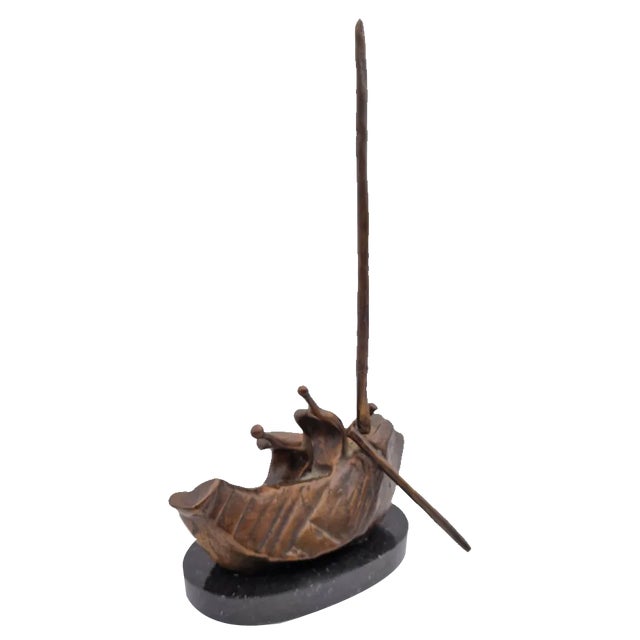 Silvano d'Orsi, Boat Sculpture, 1990s, Bronze & Marble For Sale