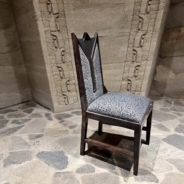 AMBIANIC present 1980s Set of six (6) Dining Chairs attributed to Karl Springer-Taller Maria Teresa Méndez Unmarked. Wood...