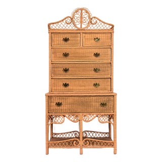 Ralph Lauren Safari Collection Organic Modern Woven Wicker Rattan Highboy Dresser For Sale